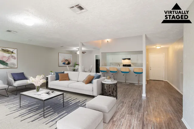 a living room with furniture