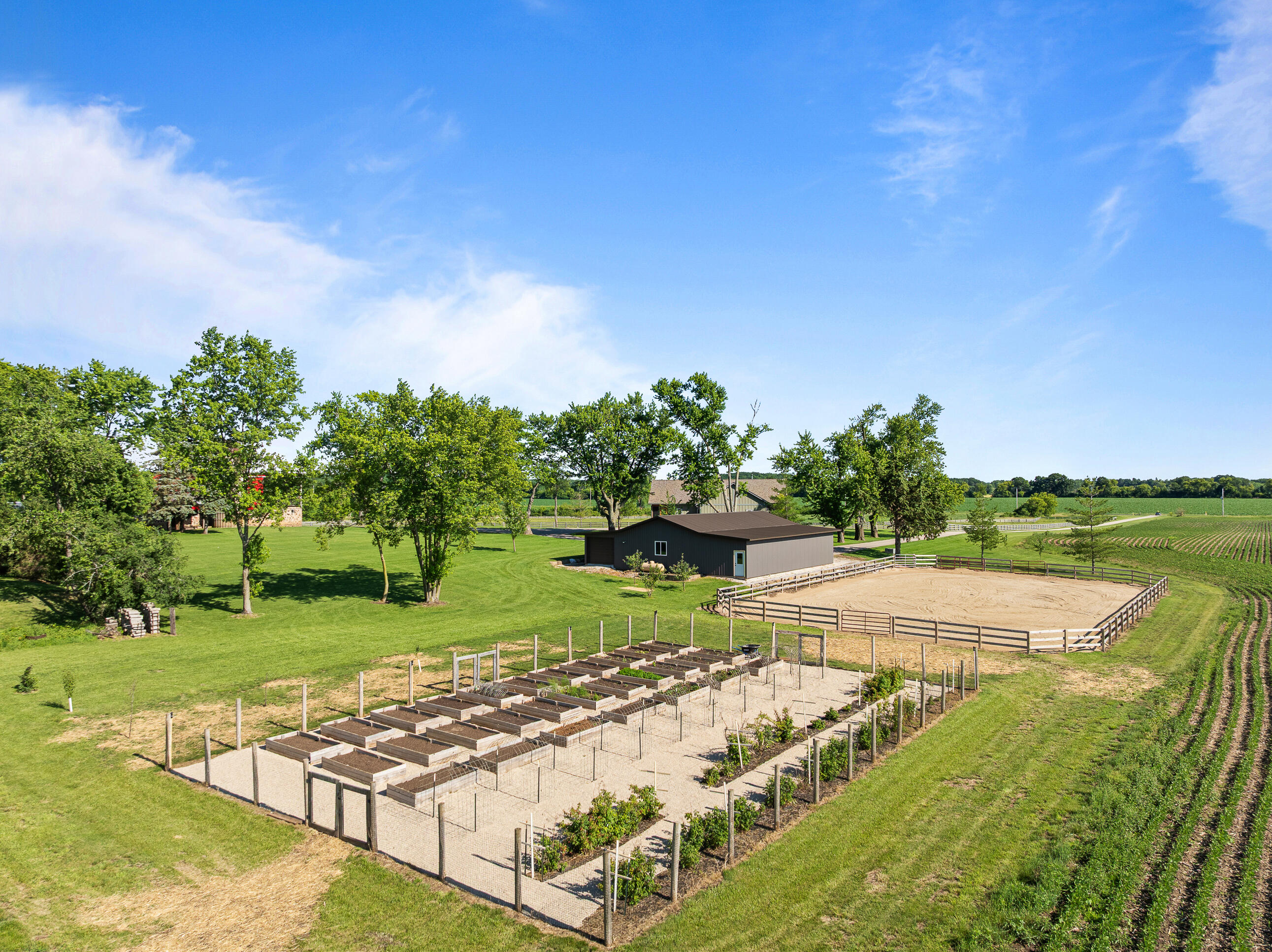 29224 Mt Tom Road Burlington, WI 53105 - Photo 5 of 63 raised garden bed with established raspberries and irrigation