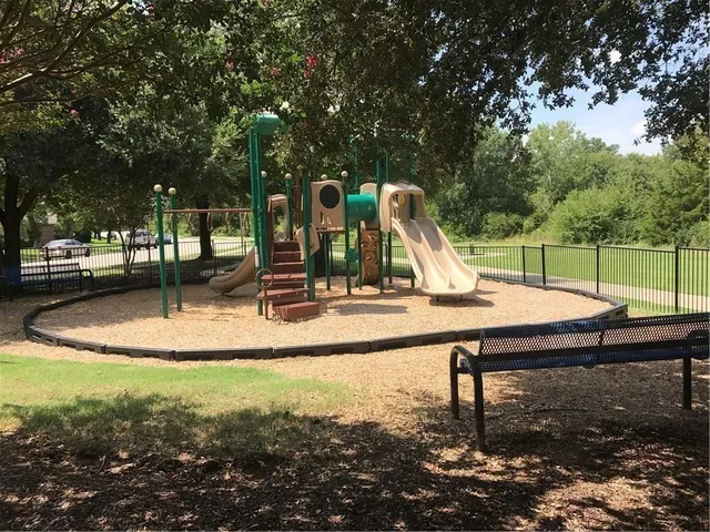 a view of a park with slides