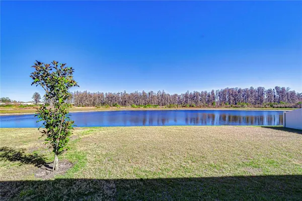 a view of a swimming pool and a yard