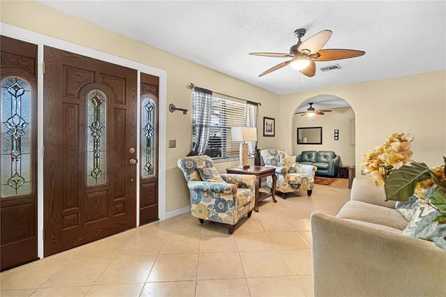 a living room with furniture