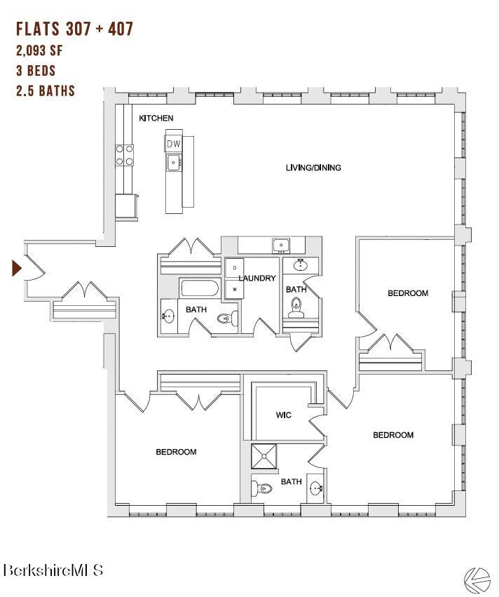 160 Water Street, Unit 407 Williamstown, MA 01267 - Photo 31 of 31 407 Floorplan MLS