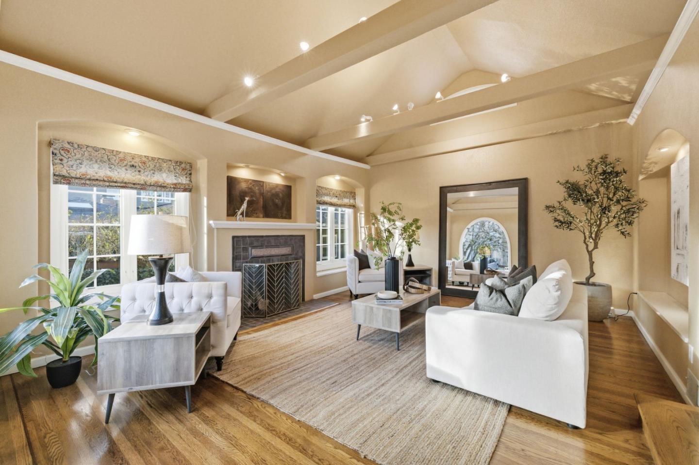 418 Ridge Road San Carlos, CA 94070 - Photo 8 of 64 a living room with fireplace furniture and a large window