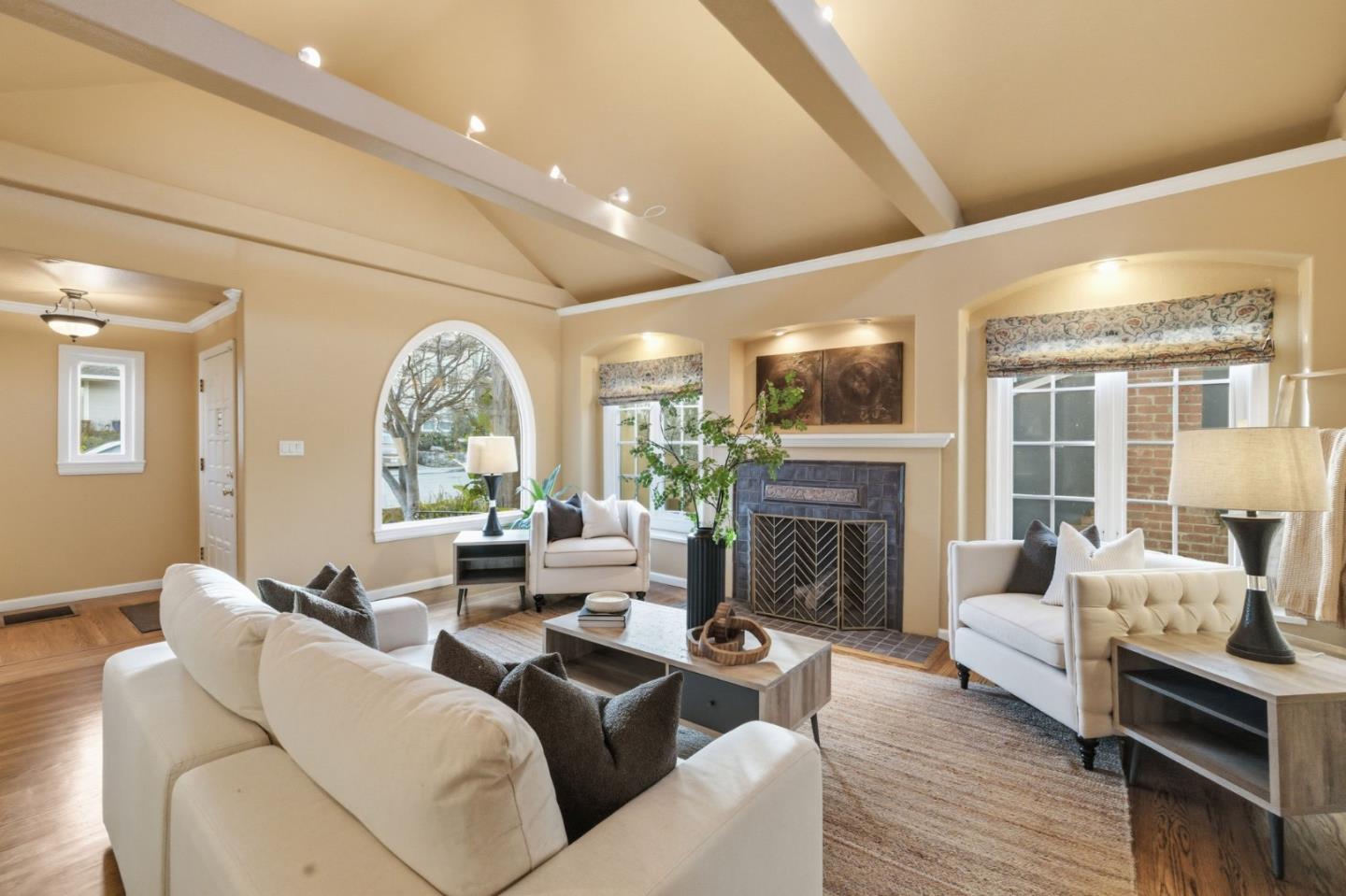 418 Ridge Road San Carlos, CA 94070 - Photo 9 of 64 a living room with furniture and a fireplace