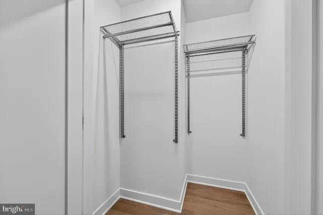 a view of small space with racks on the wall