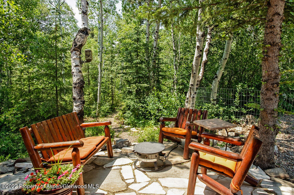 73 Juniper Court Marble, CO 81623 - Photo 41 of 47 a view of a patio with table and chairs and potted plants