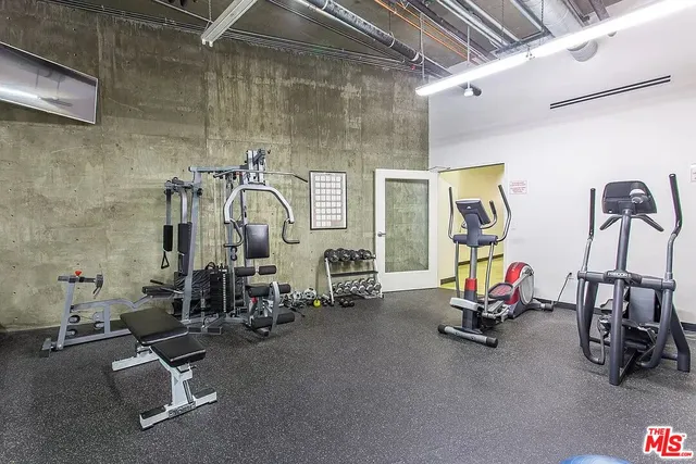 a room with gym equipment