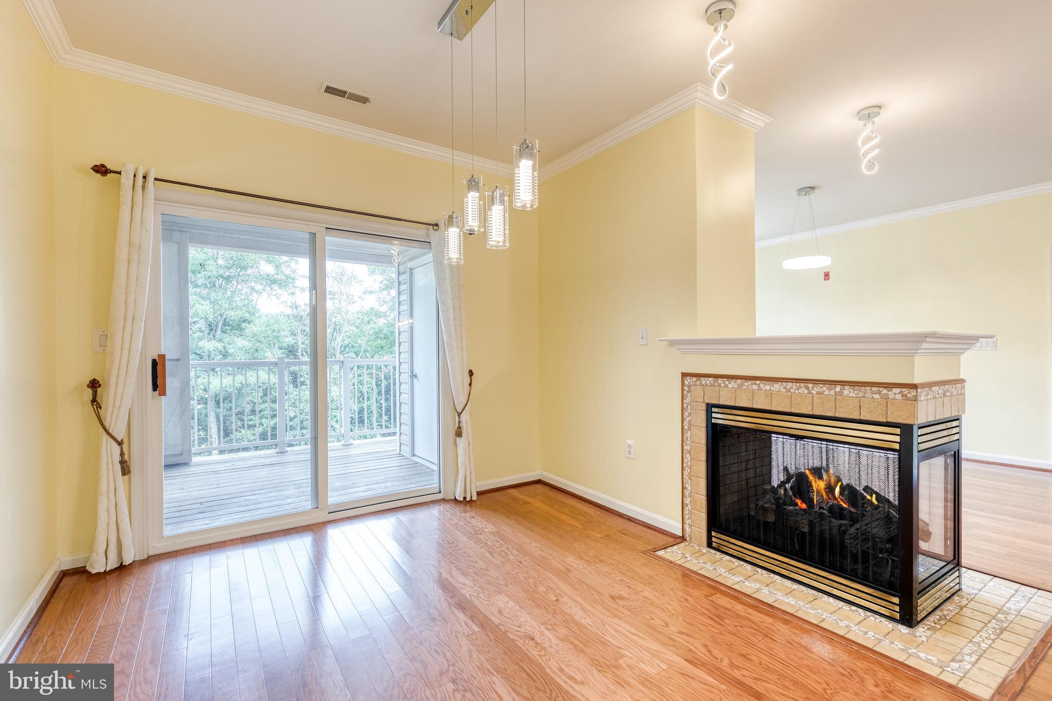400 Symphony Circle, Unit 406 Hunt Valley, MD 21030 - Photo 6 of 37 a living room with wooden floor and a fireplace