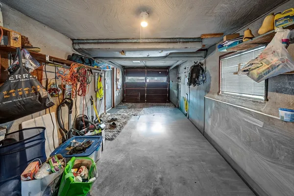 a view of a garage with rack