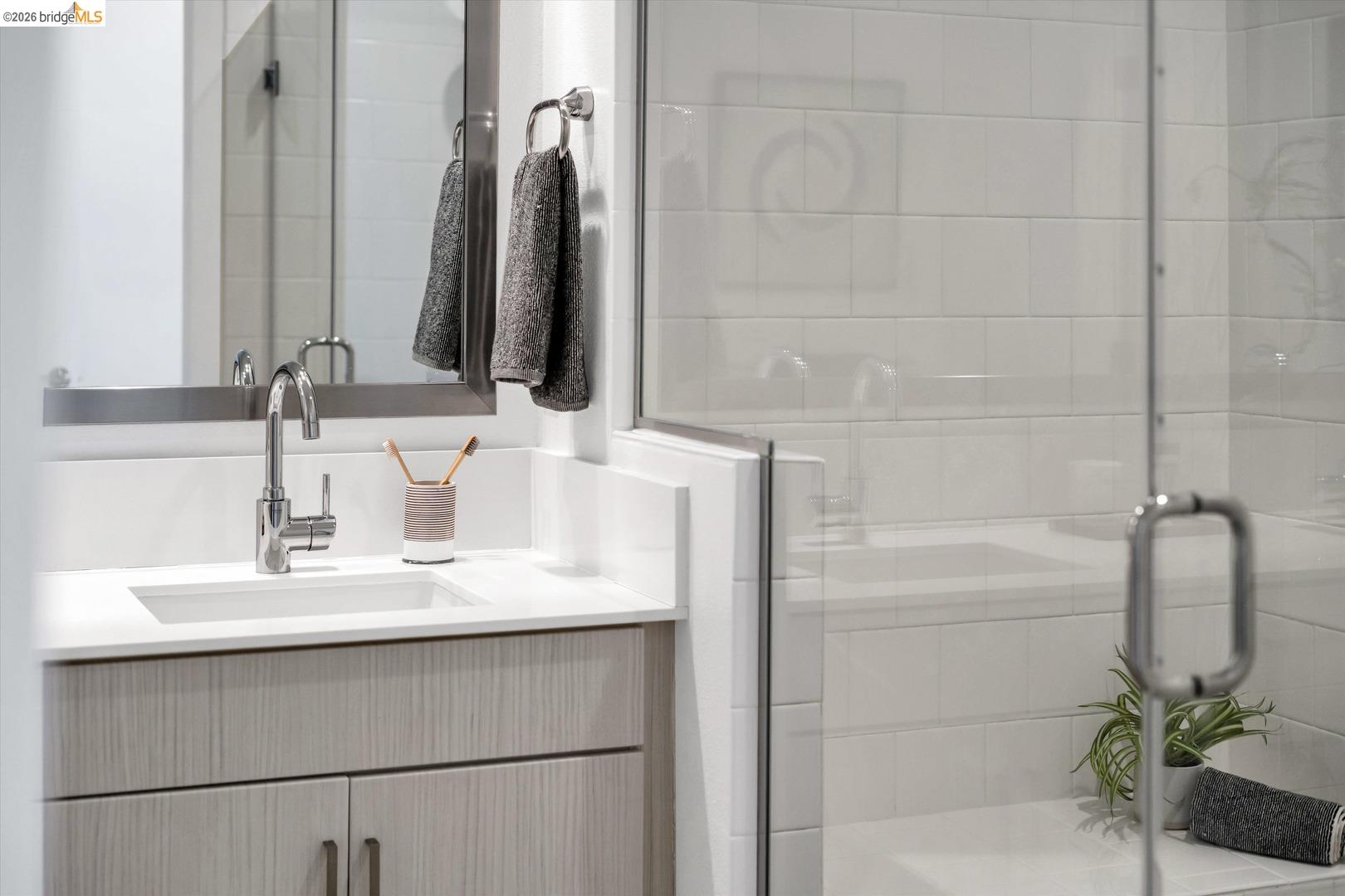 2229 Myrtle Street Oakland, CA 94607 - Photo 23 of 37 full bathroom with a shower stall and vanity