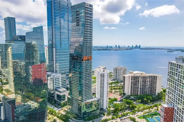 a view of a city with tall buildings