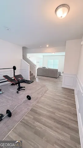 a view of a room with gym equipment