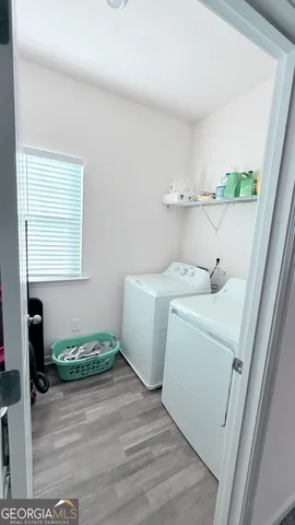 a room with a washer and dryer