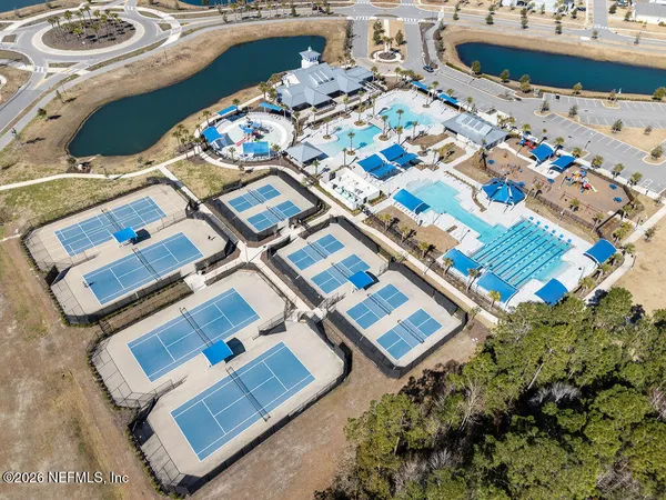 an aerial view of a house