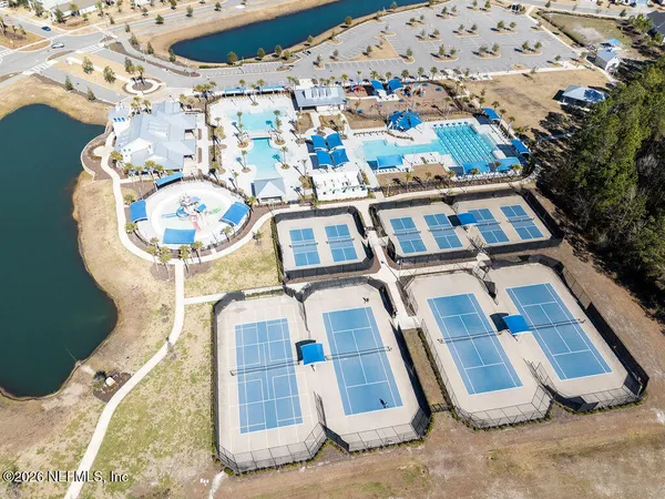 an aerial view of a house