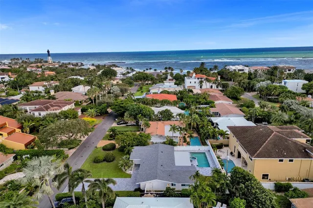an aerial view of a house