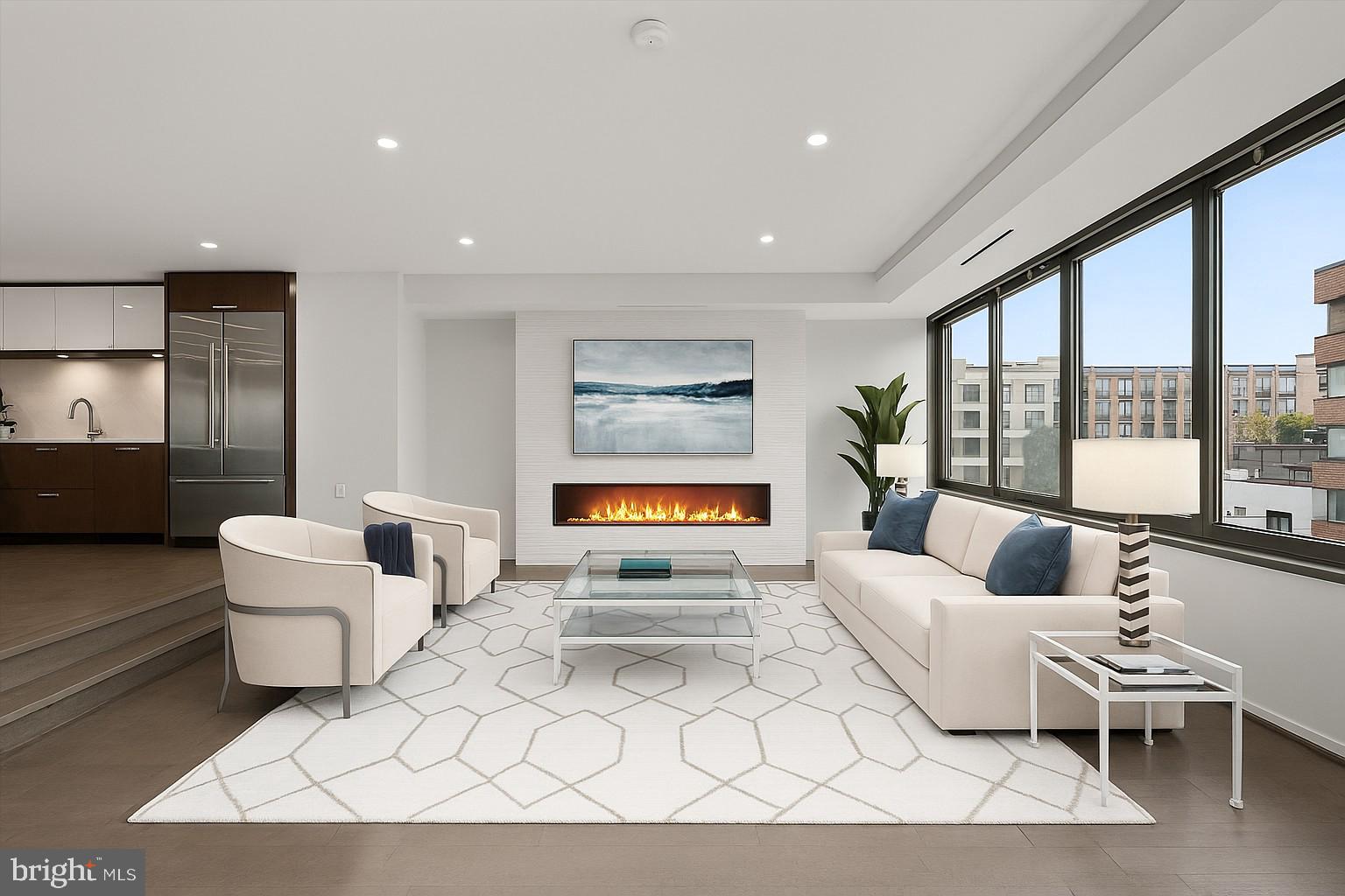 2501 M Street Northwest, Unit 612 Washington, DC 20037 - Photo 12 of 44 a living room with furniture and large windows