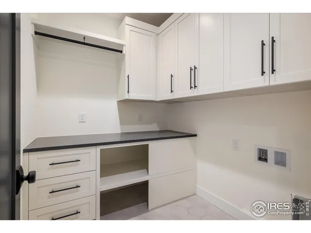 a big room with a bed in it