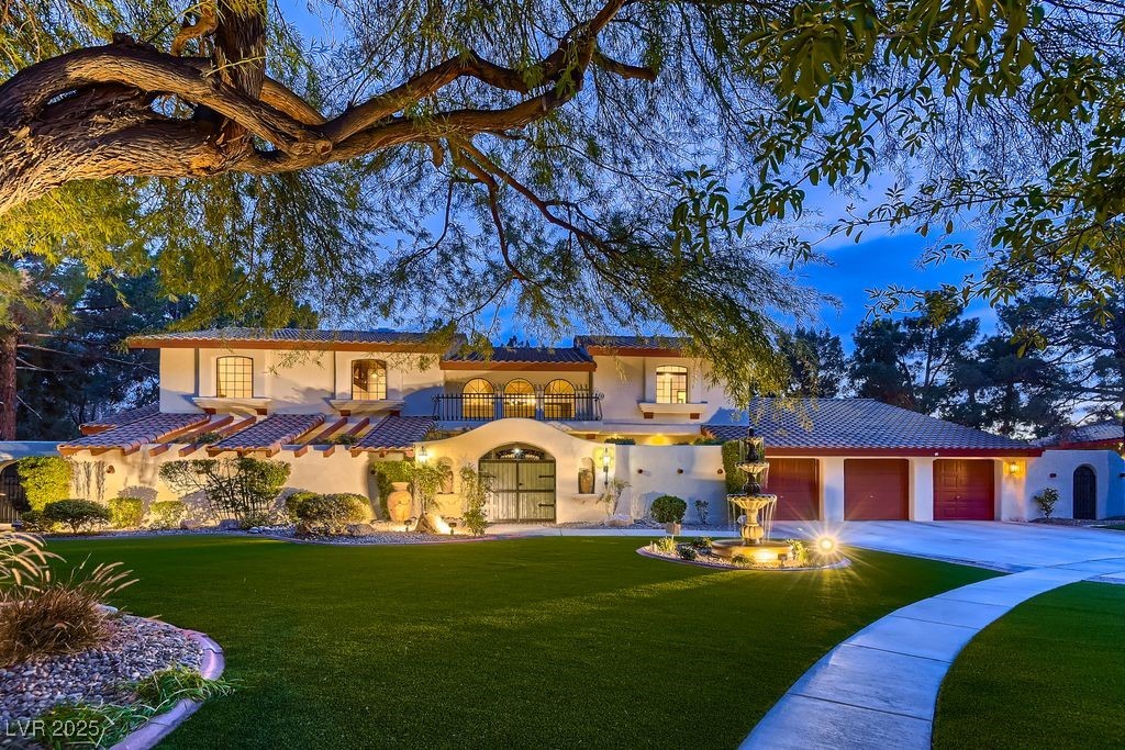 A classic Mediterranean style home situated on a large cul-de-sac lot