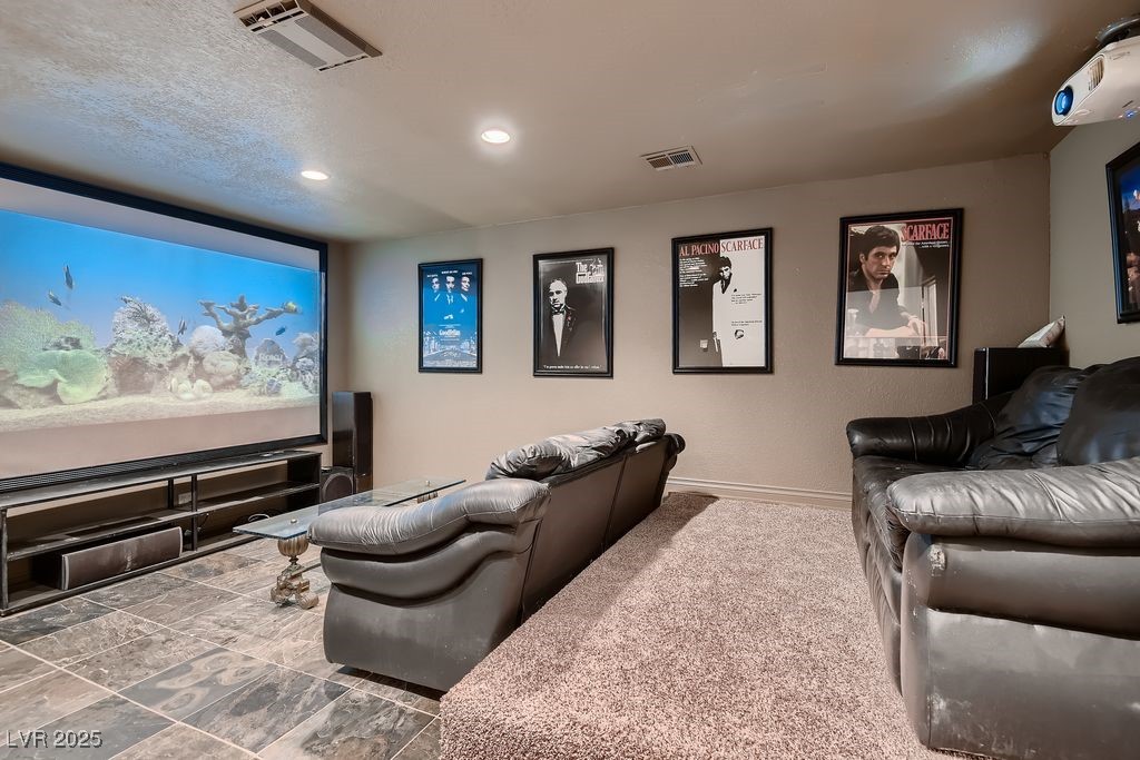 1 Quail Run Road Henderson, NV 89014 - Photo 27 of 82 Theater room with two tiered seating, Epson projector