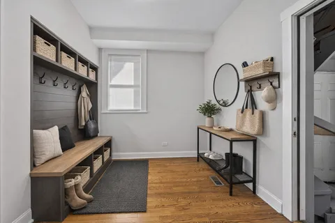 a view of a livingroom with furniture and furniture