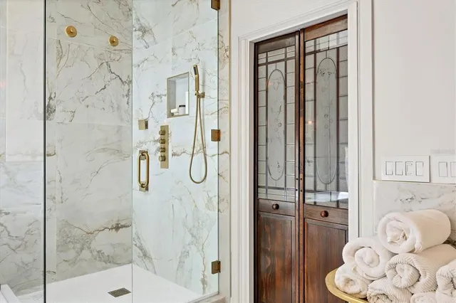 a bathroom with a shower