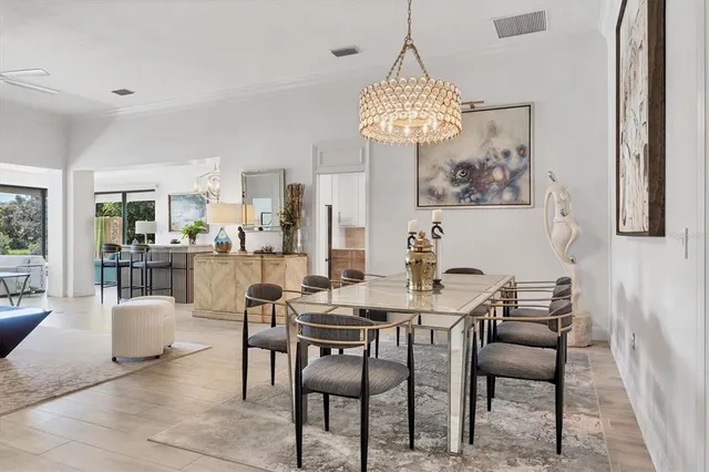 a view of a dining room and livingroom view