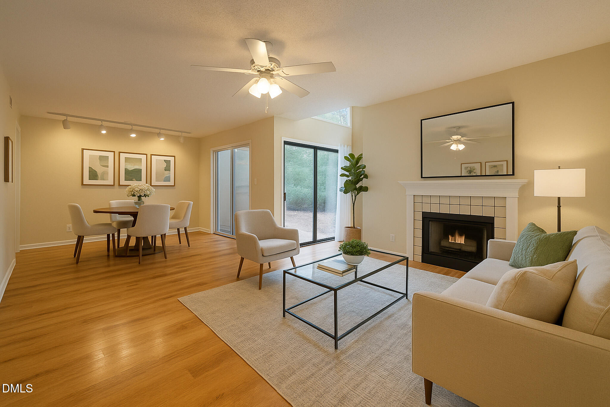 4101 Five Oaks Drive, Unit 10 Durham, NC 27707 - Photo 4 of 29 a living room with furniture and a fireplace