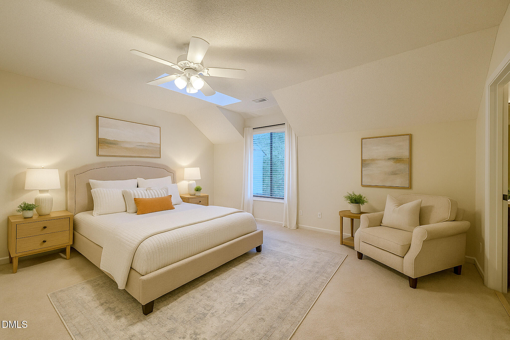 4101 Five Oaks Drive, Unit 10 Durham, NC 27707 - Photo 5 of 29 a bedroom with a bed and ceiling fan