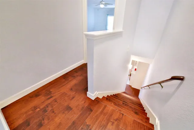 a view of a hallway with front door