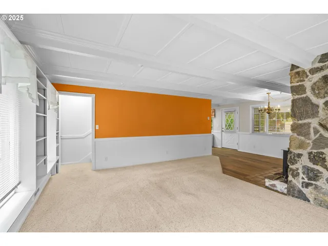 a living room with a large window