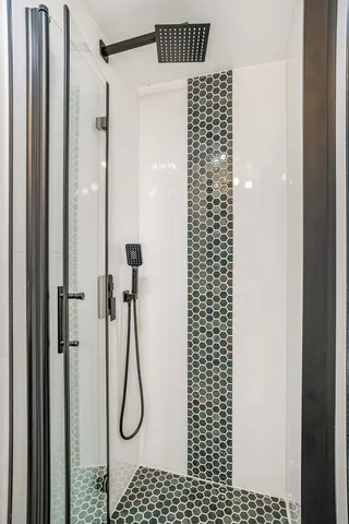 a bathroom with a shower