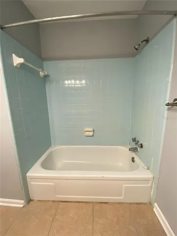 a bathroom with a bathtub