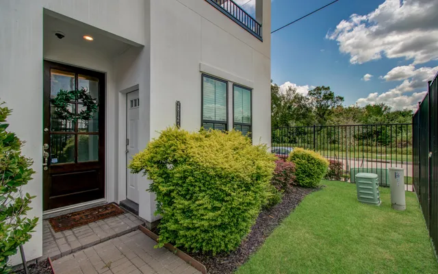a view of a garden from a patio