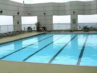 a kitchen with lots of counter top space and living room