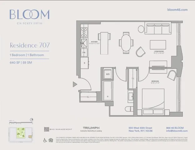 $1,095,000 | 500 West 45th Street, Unit 707 | Hell's Kitchen