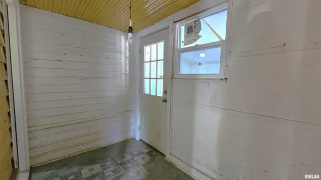 a view of a wooden door