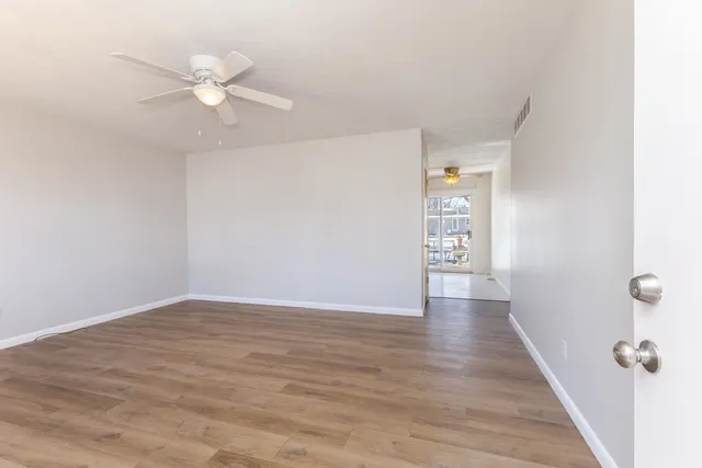 an empty room with windows