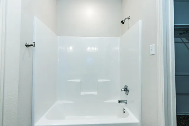a bathroom with a bathtub