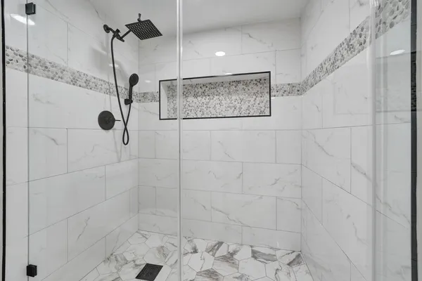 a bathroom with a shower