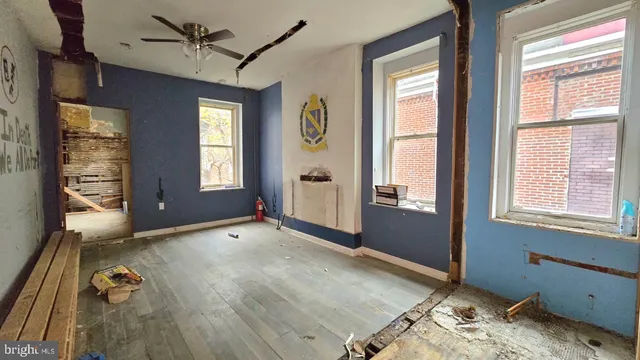 a view of a hallway with entryway