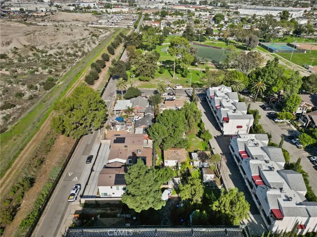 an aerial view of multiple house
