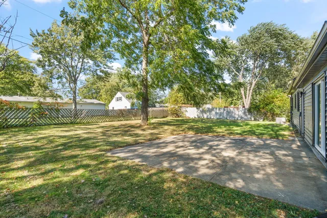 a view of a yard with a tree