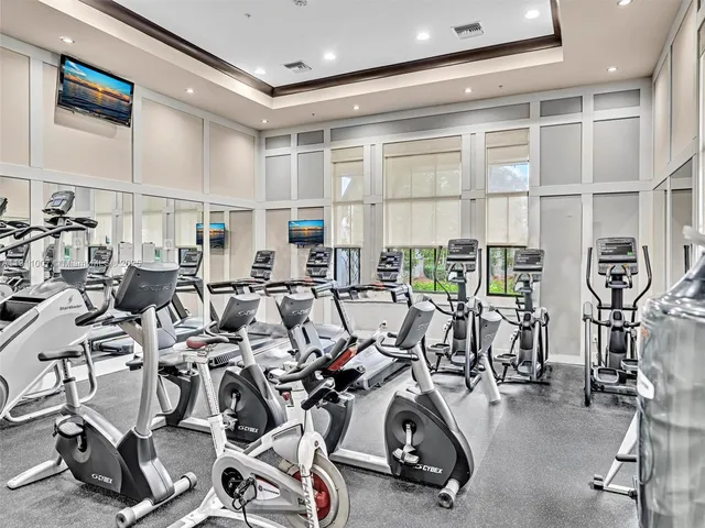 a view of a room with gym equipment