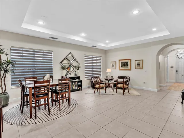 a view of a dining area with furniture