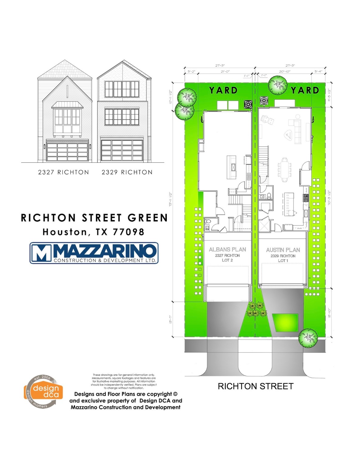 2327 Richton Street Houston, TX 77098 - Photo 2 of 44 Please be aware that these plans are the property of the architect/builder designer that designed them not DUX Realty, Mazzarino Construction or 2327 RICHTON LLC and are protected from reproduction and sharing under copyright law. These drawing are for general information only. Measurements, square footages and features are for illustrative marketing purposes. All information should be independently verified. Plans are subject to change without notification.