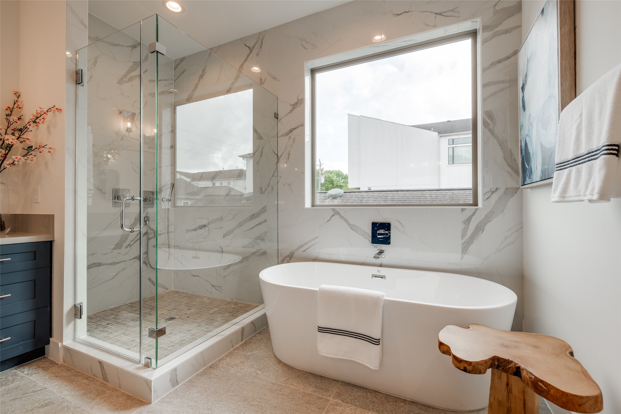 2327 Richton Street Houston, TX 77098 - Photo 36 of 47 a bathroom with a sink a toilet and shower