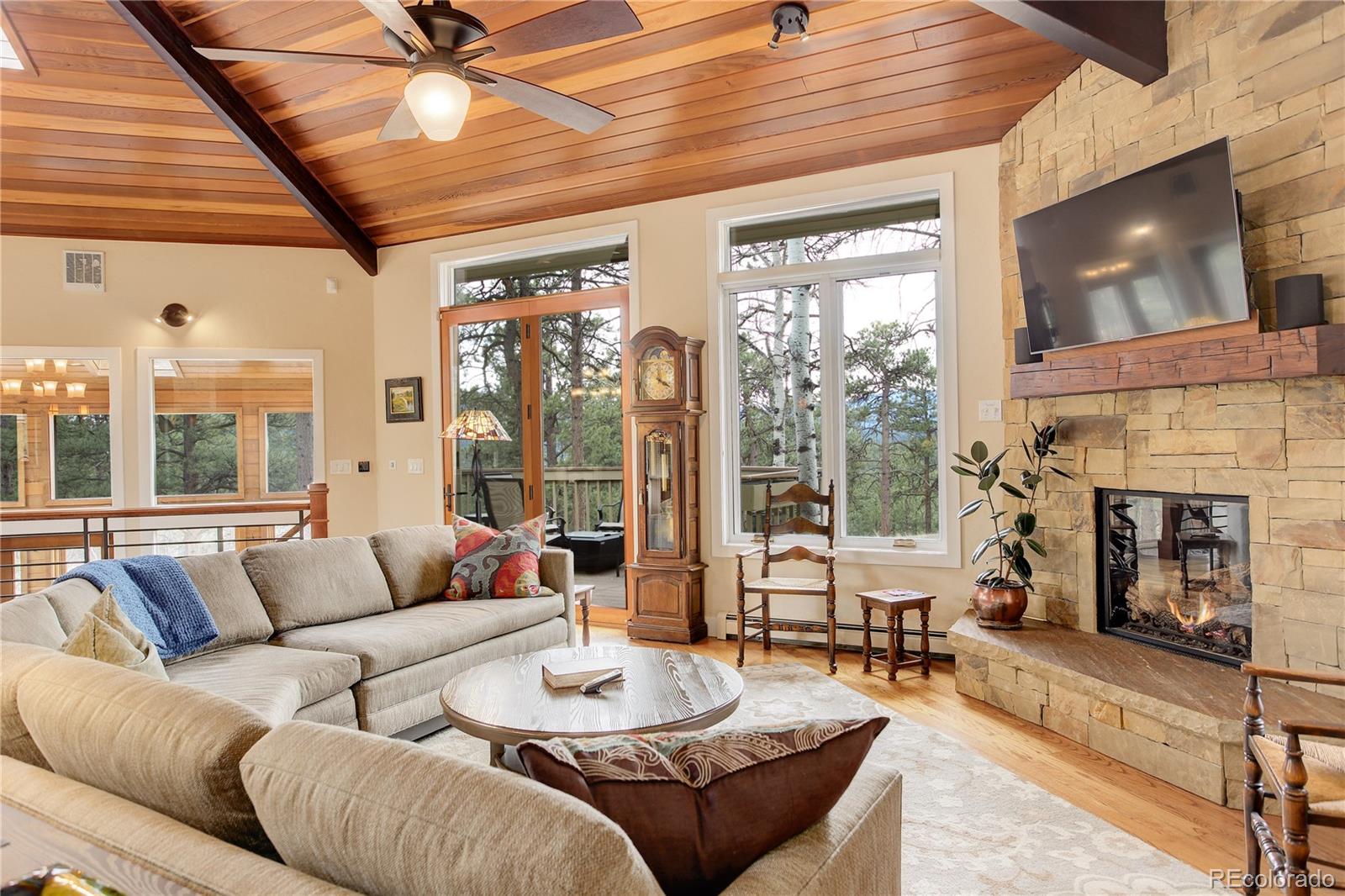 2420 Juniper Court Golden, CO 80401 - Photo 6 of 48 a living room with furniture and a flat screen tv