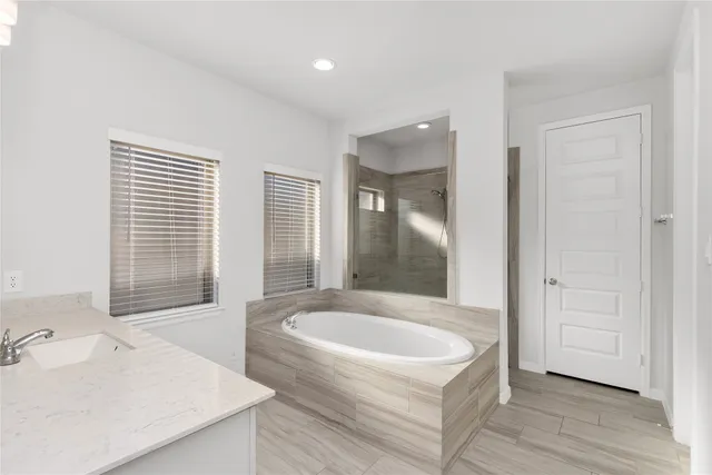 a bathroom with a sink and a bathtub