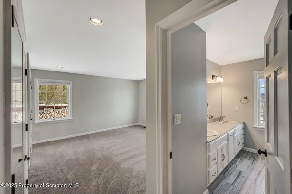 a bathroom with a bathtub
